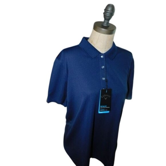 Callaway size XL Navy Blue Ladies Opti Dri Cooling Golf Shirt NWT - Picture 2 of 2